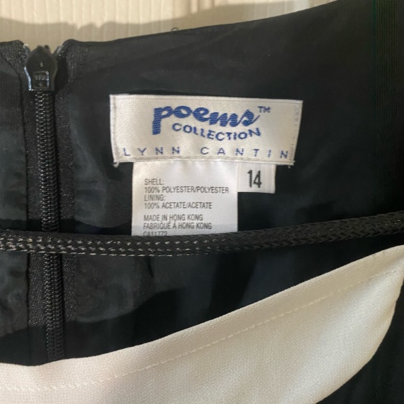 Midi Black Dress with white insert. - Picture 5 of 5